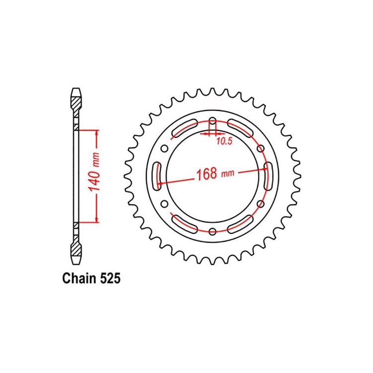 Rear Sprocket - Steel 42T 525P (10mm Holes)