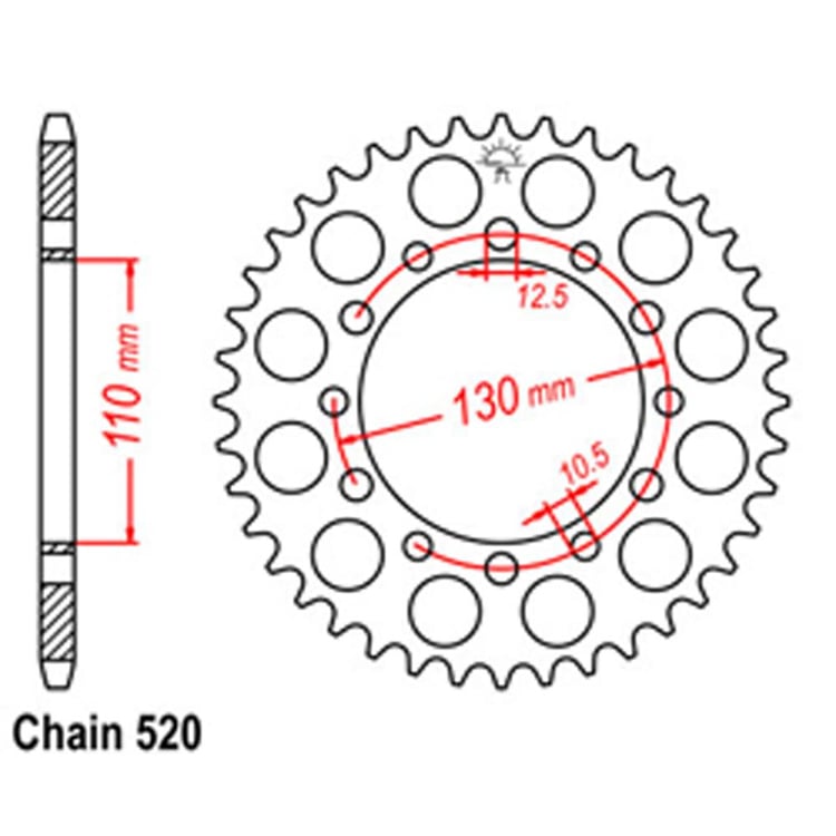 Rear Sprocket - Steel 44T 520P