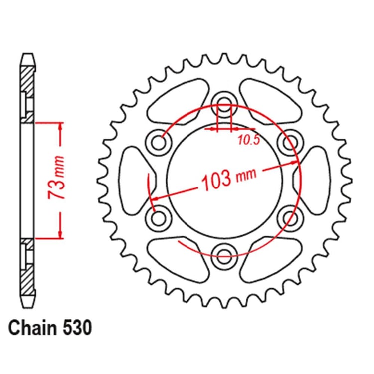 Rear Steel 43T 530P Sprocket