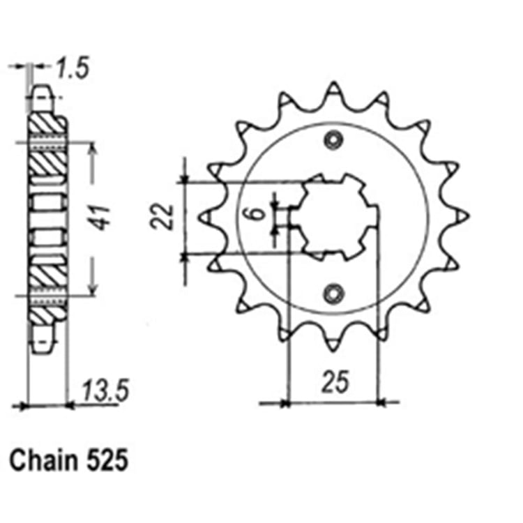 Front Sprocket - Steel 15T 525P