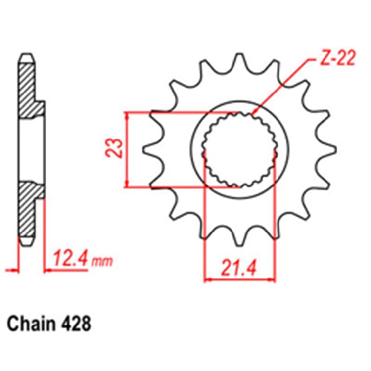 Front Sprocket - Steel 15T 428P