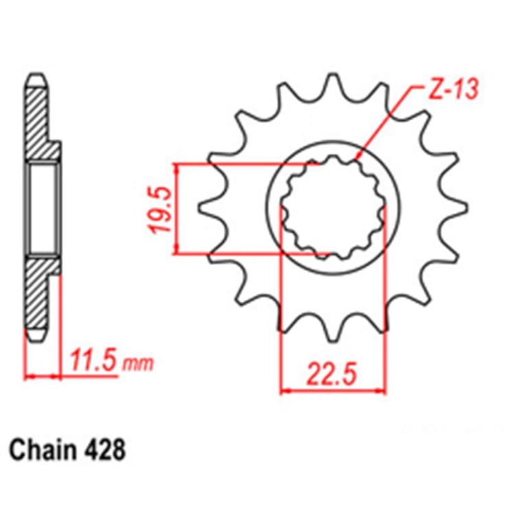 Front Sprocket - Steel 14T 428P