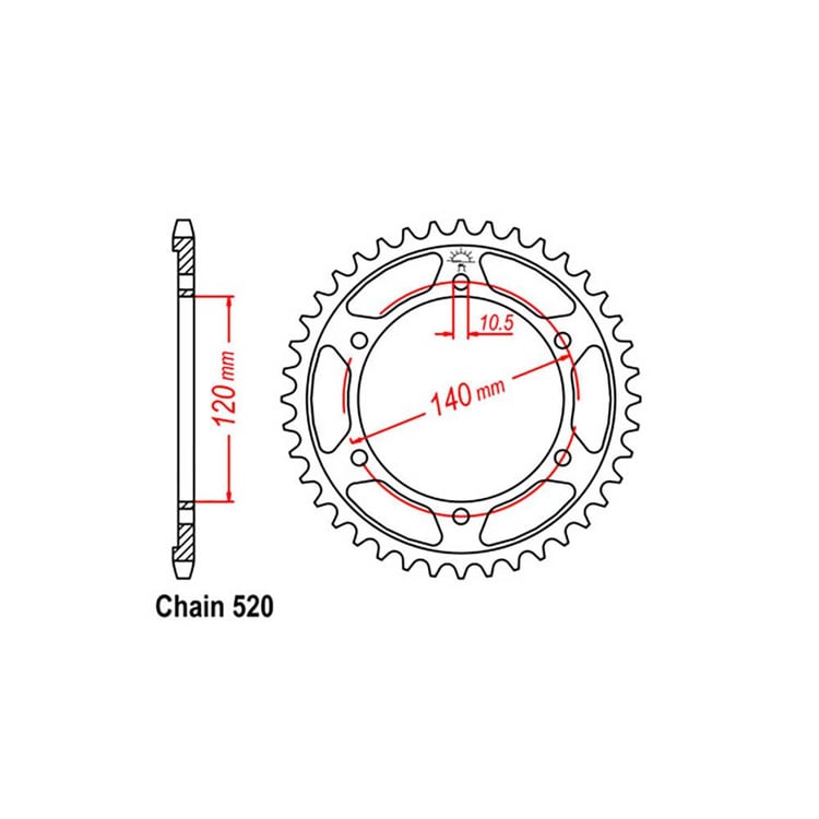 Rear Sprocket - Steel 37T 520P