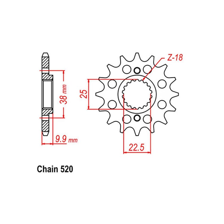 Front Sprocket - Steel 13T 520P