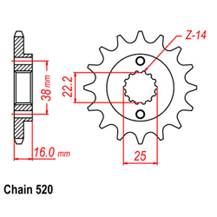 Front Sprocket - Steel 15T 520P