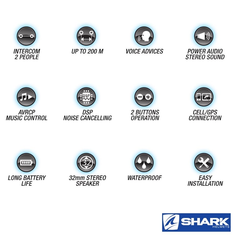 Shark Sharktooth Prime Motorcycle Bluetooth Entertainment System