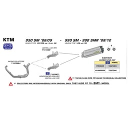 Arrow KTM 950SM Race-Tech Aluminium Silver with Carbon End Cap Silencer