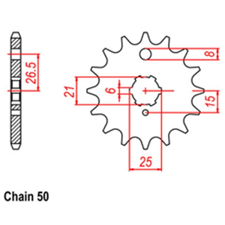 Front Sprocket - Steel 15T 530P